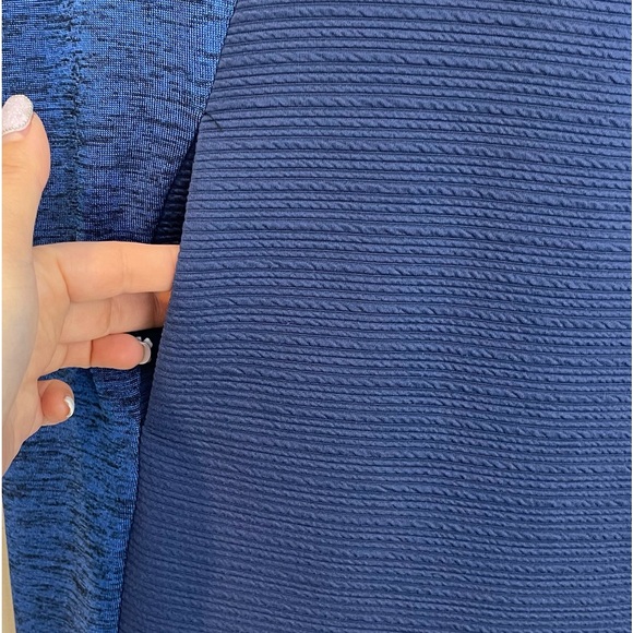 Sparrow Stretchy Jersey Knit Mixed Media Long Sleeve Maxi Dress Size L Blue - Picture 6 of 10